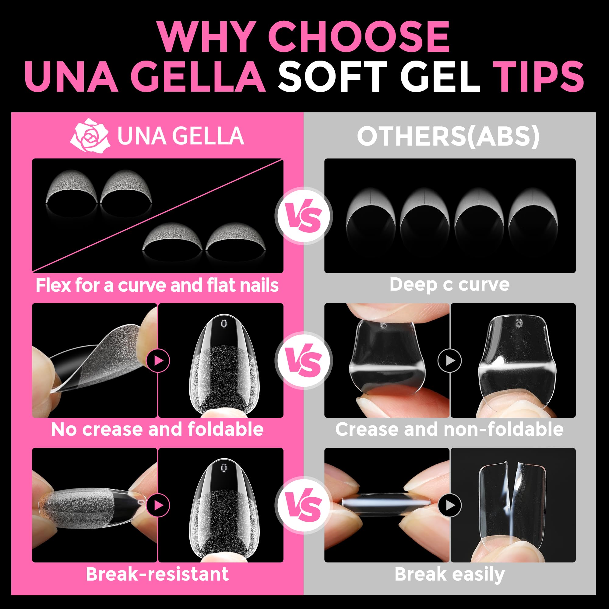 UNA GELLA: bords doux pour une pose confortable et précise.
