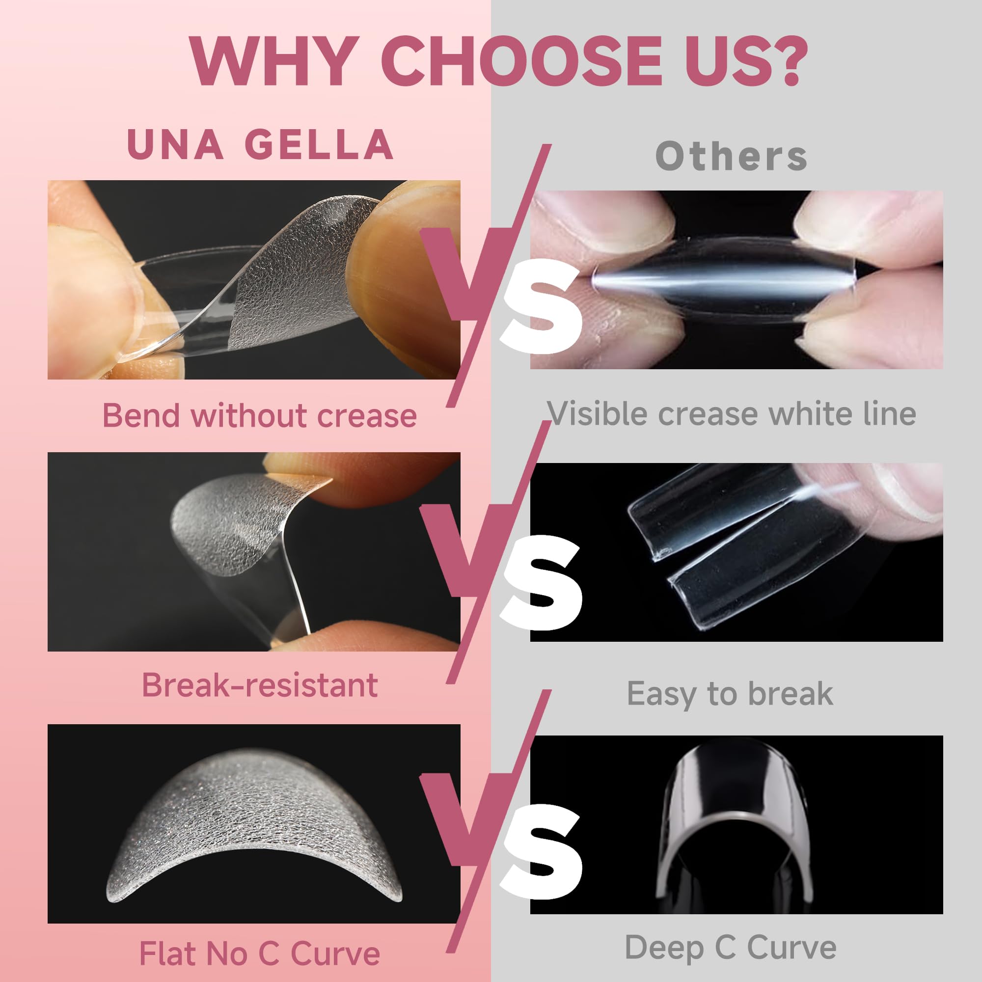 UNA GELLA embouts gel amande 312 pieces, couvre toutes les tailles.