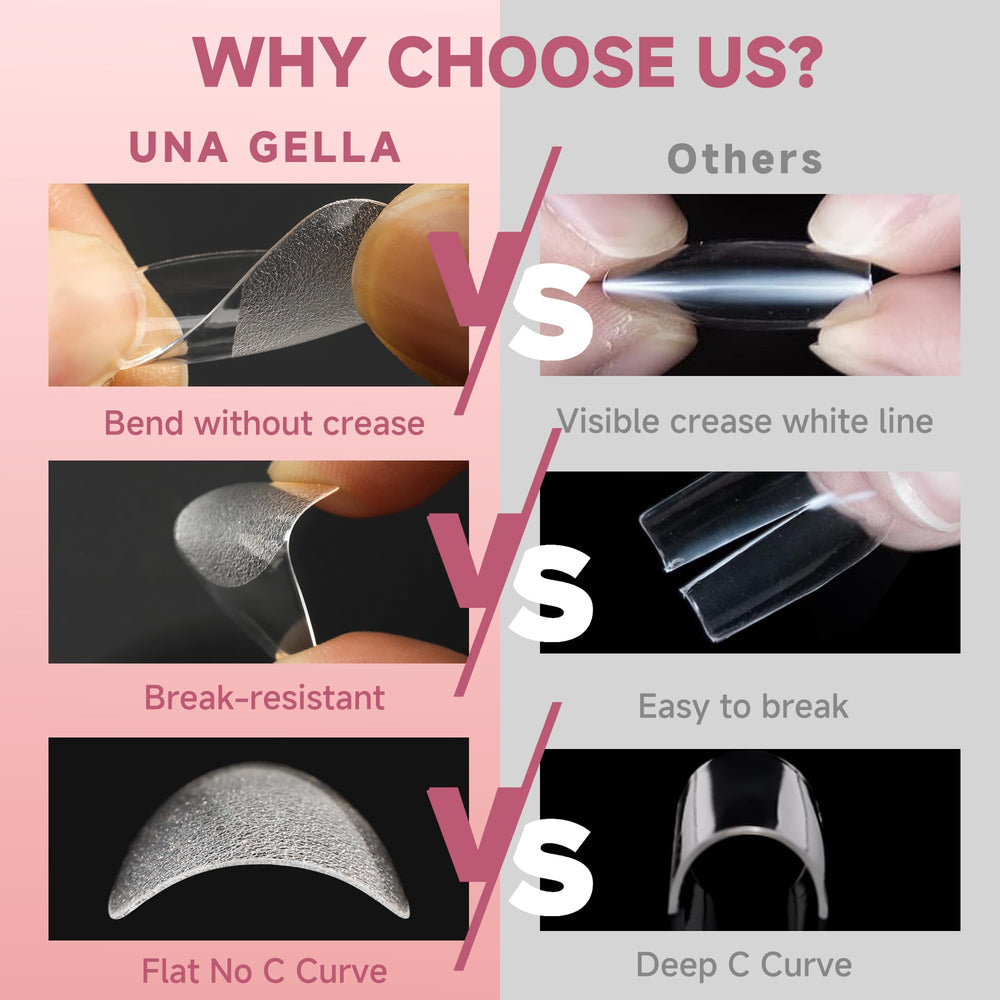 UNA GELLA embouts gel amande 312 pieces, couvre toutes les tailles.