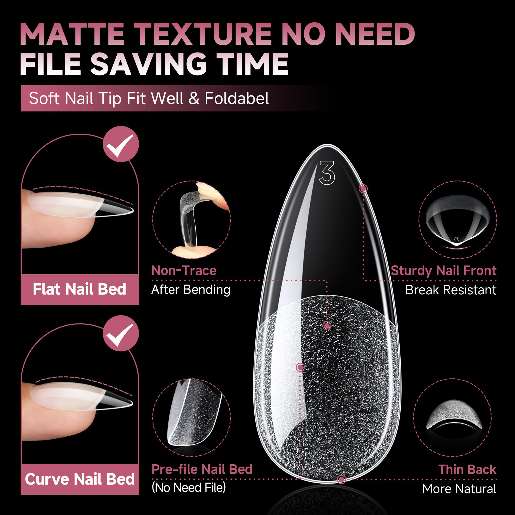UNA GELLA embouts gel amande adhesion interieure matte, fixation fiable et durable.