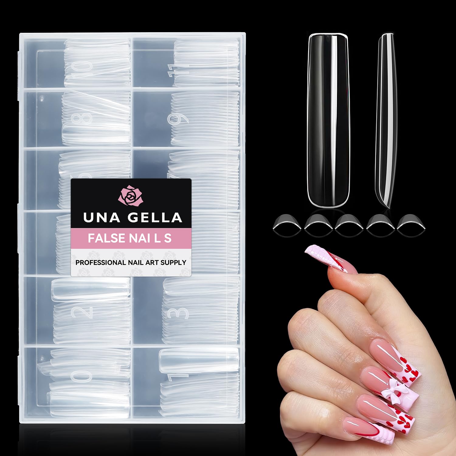 UNA GELLA embouts ongles carres ensemble 216 pieces.
