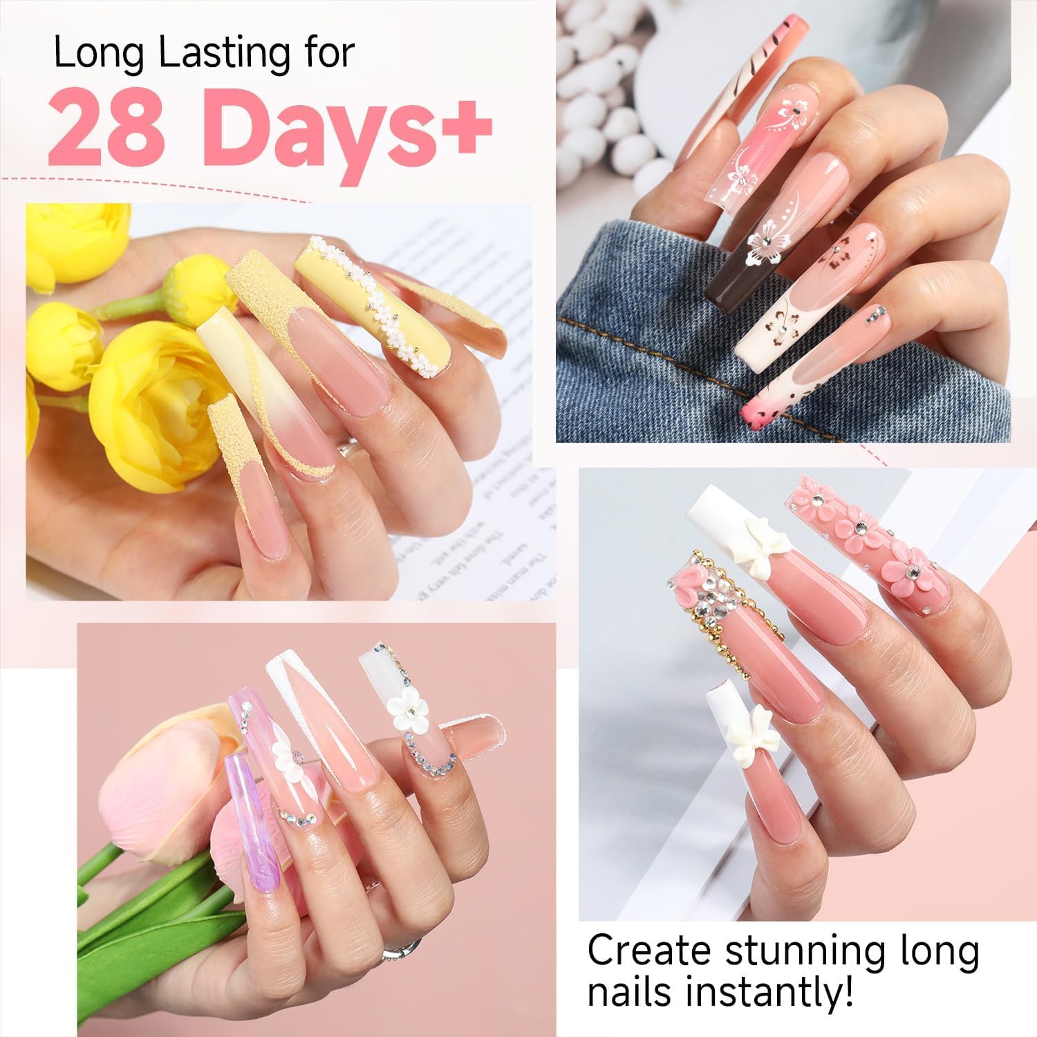 UNA GELLA embouts ongles carres transparents aspect naturel.