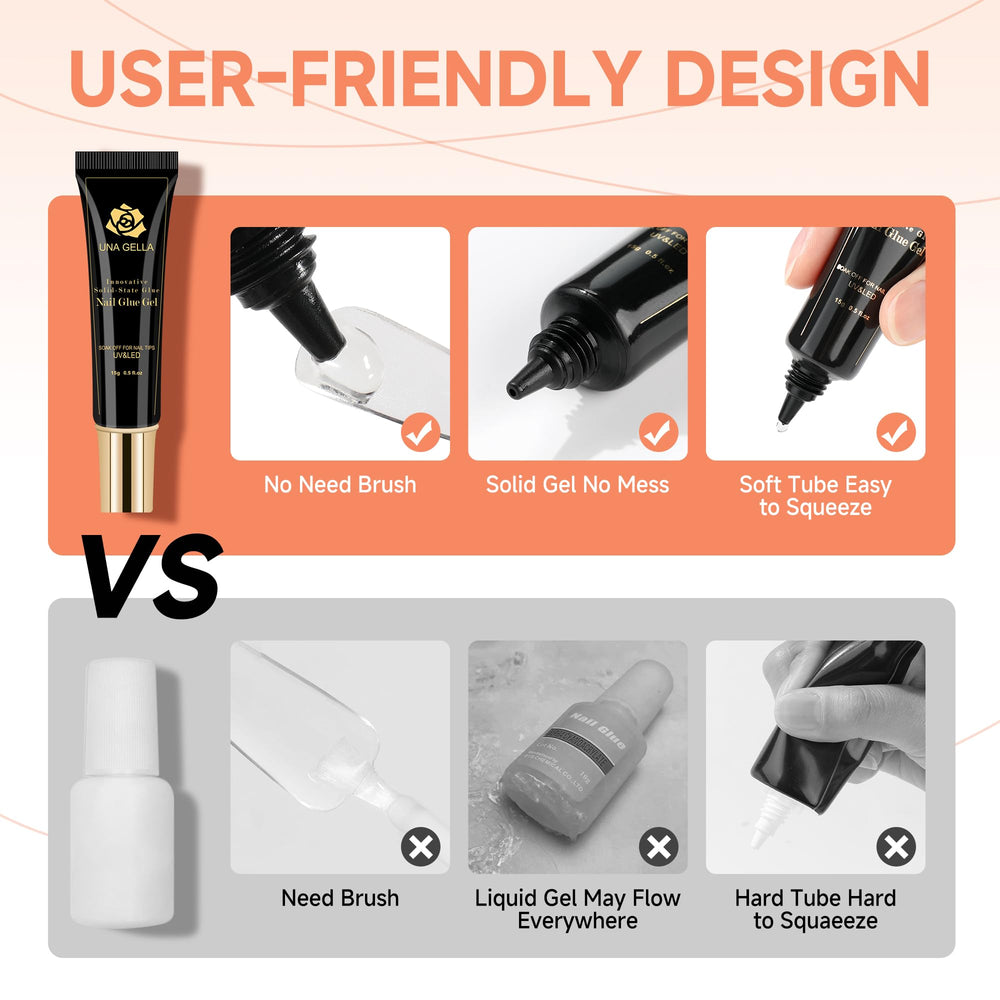 UNA GELLA: embouts ongles gel tendres pour extensions confortables.