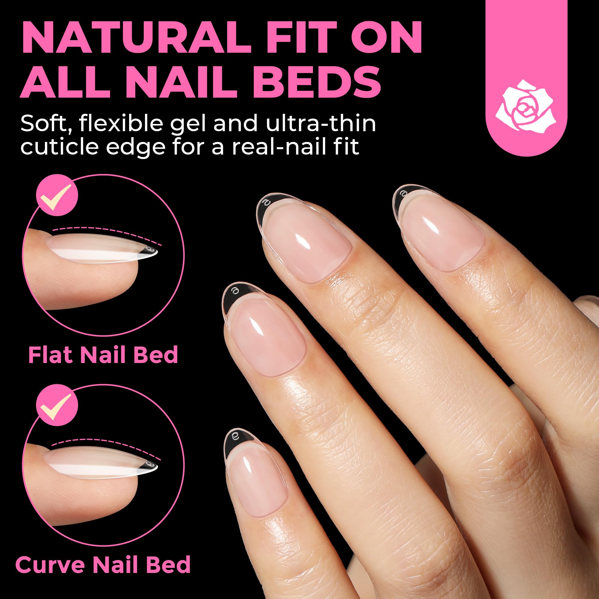 UNA GELLA: ensemble 12 tailles d’ongles adaptés.