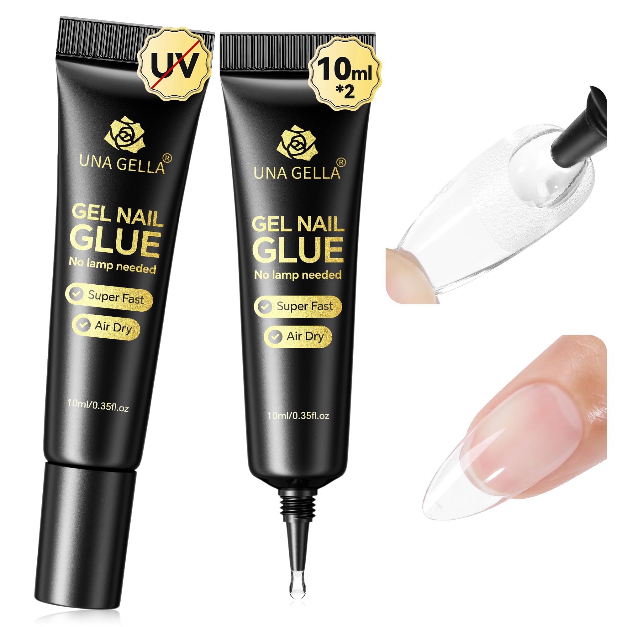 UNA GELLA, ensemble colle gel ongles 2x10ml, pratique et rapide