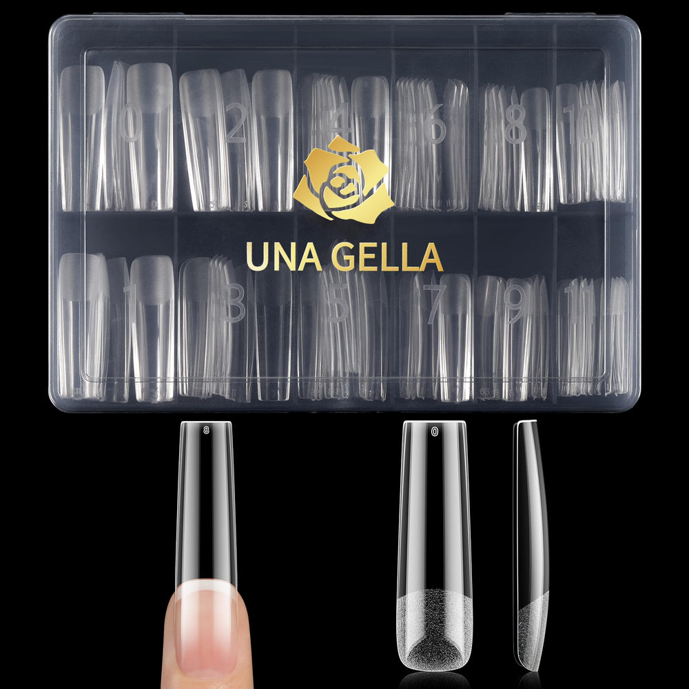 UNA GELLA extension d’ongles carré extralong, paquet prêt à poser durable.