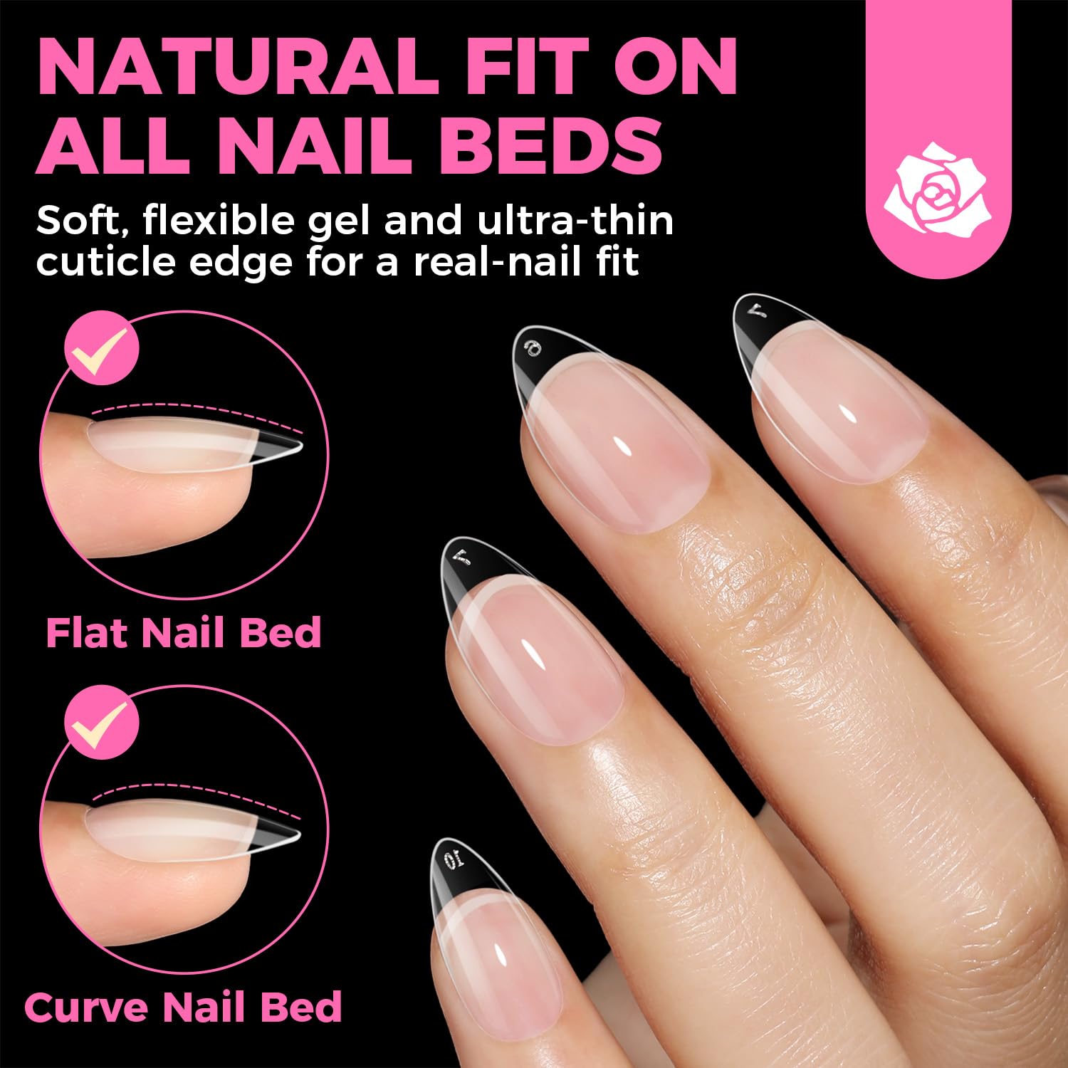 UNA GELLA extensions d'ongles amande préformées, facile à poser.