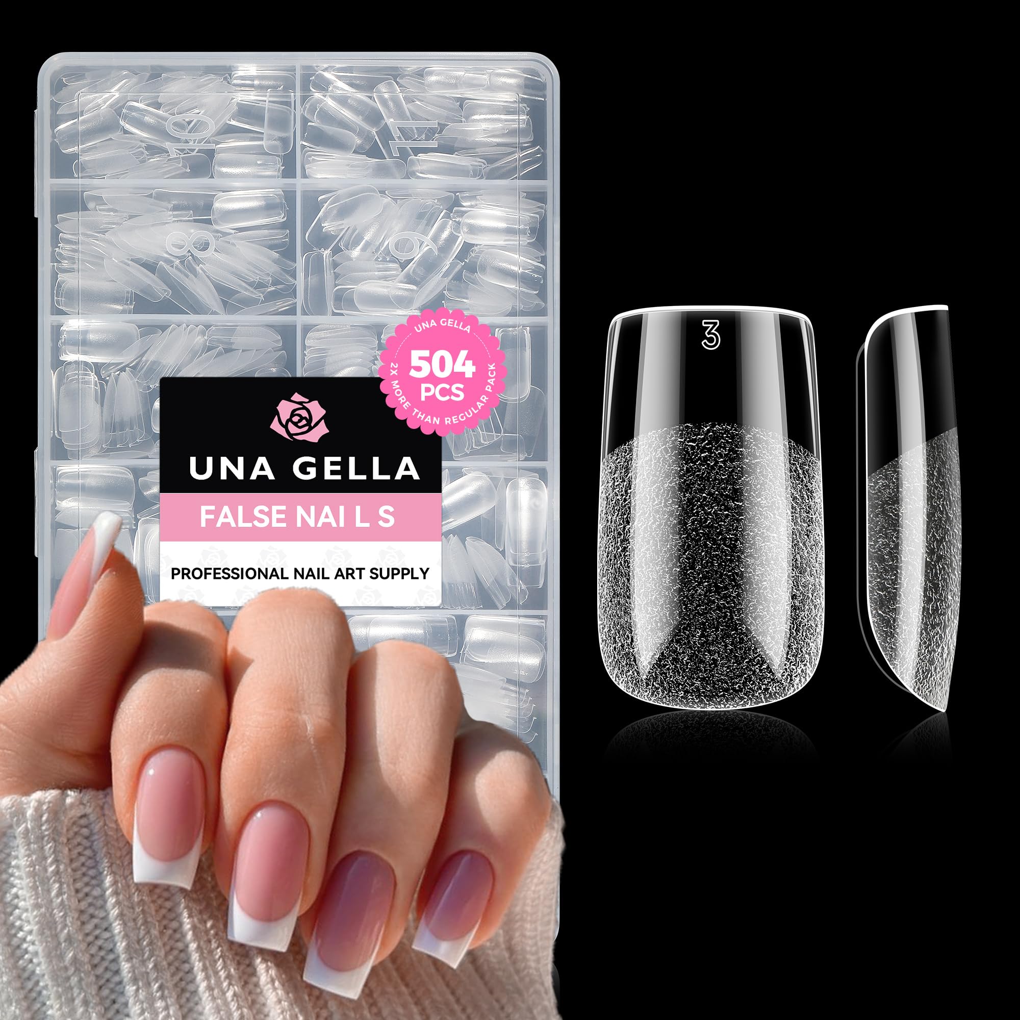 UNA GELLA extensions ongles carré courte pré-étachées pour une extension naturelle et facile.