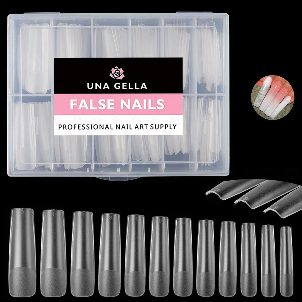 UNA GELLA extensions ongles carrés extralong, éclat clair et naturel