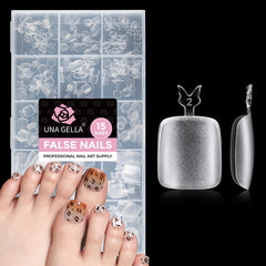 UNA GELLA extensions ongles de orteil plein recouvrement pour un look salon à domicile.