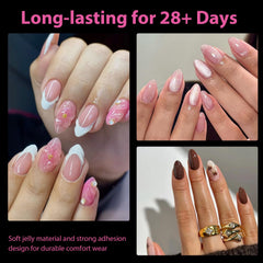 UNA GELLA extensions gel transparents en forme amande, rendu clair et naturel.