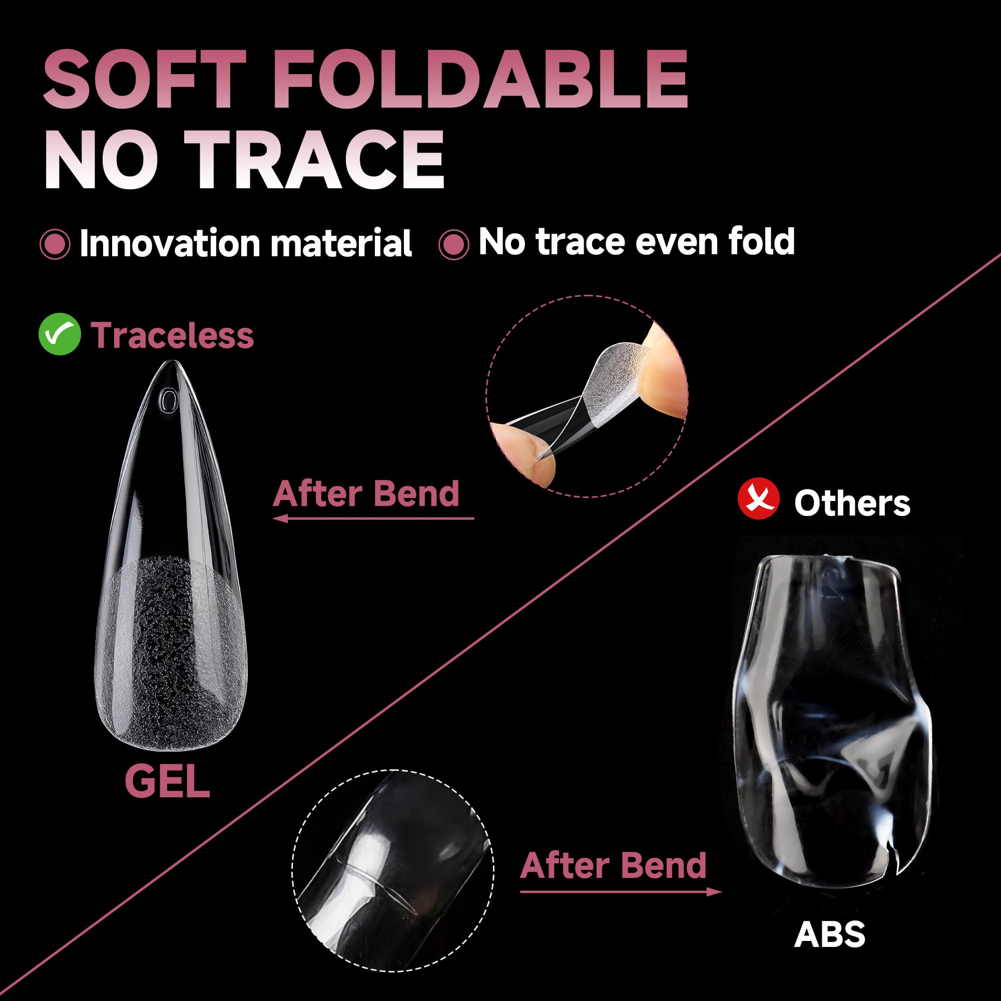 UNA GELLA extensions stiletto long taillés pour toutes tailles.