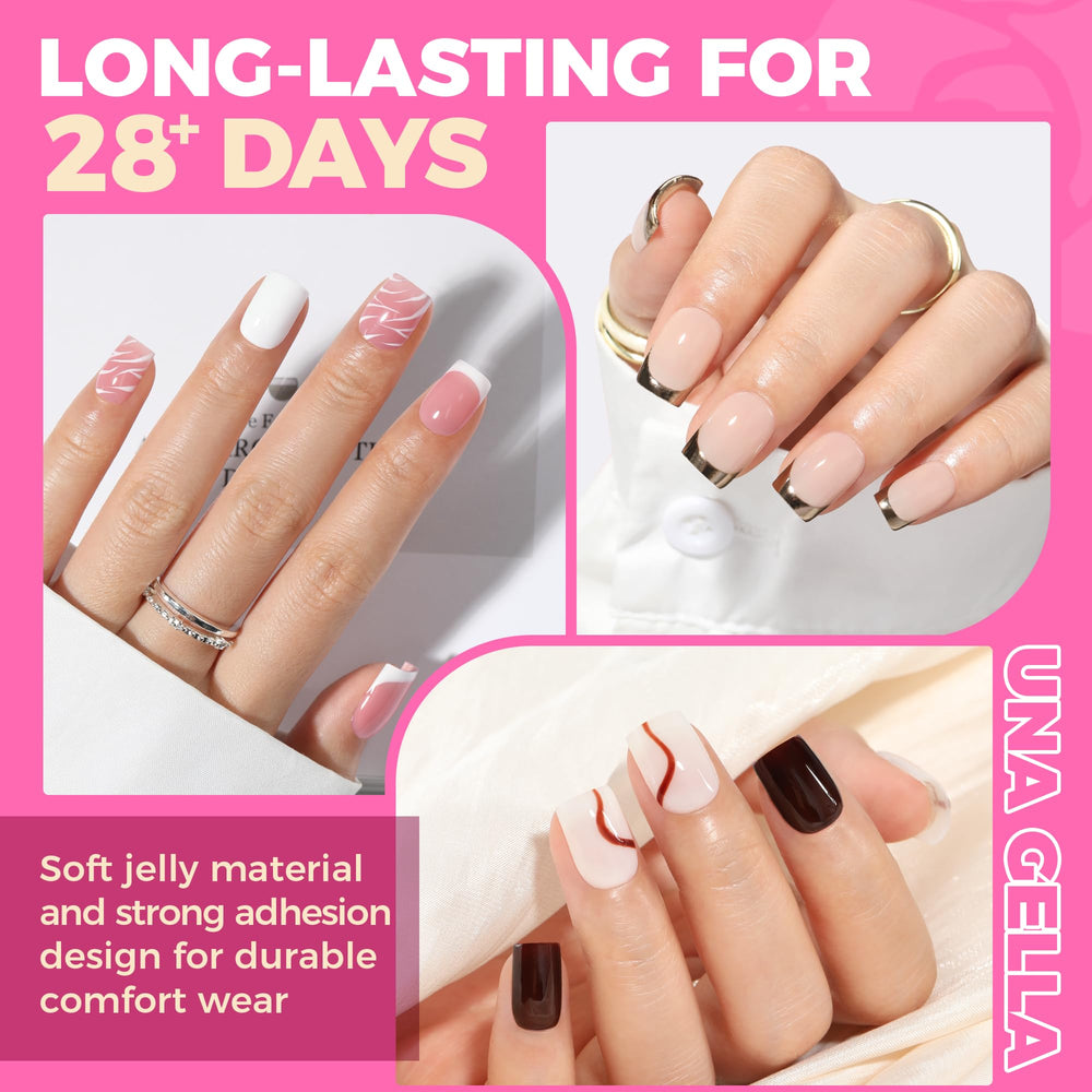 UNA GELLA Extra Short Nail Tips – parfait pour des sessions à faire soi-même entre amis.