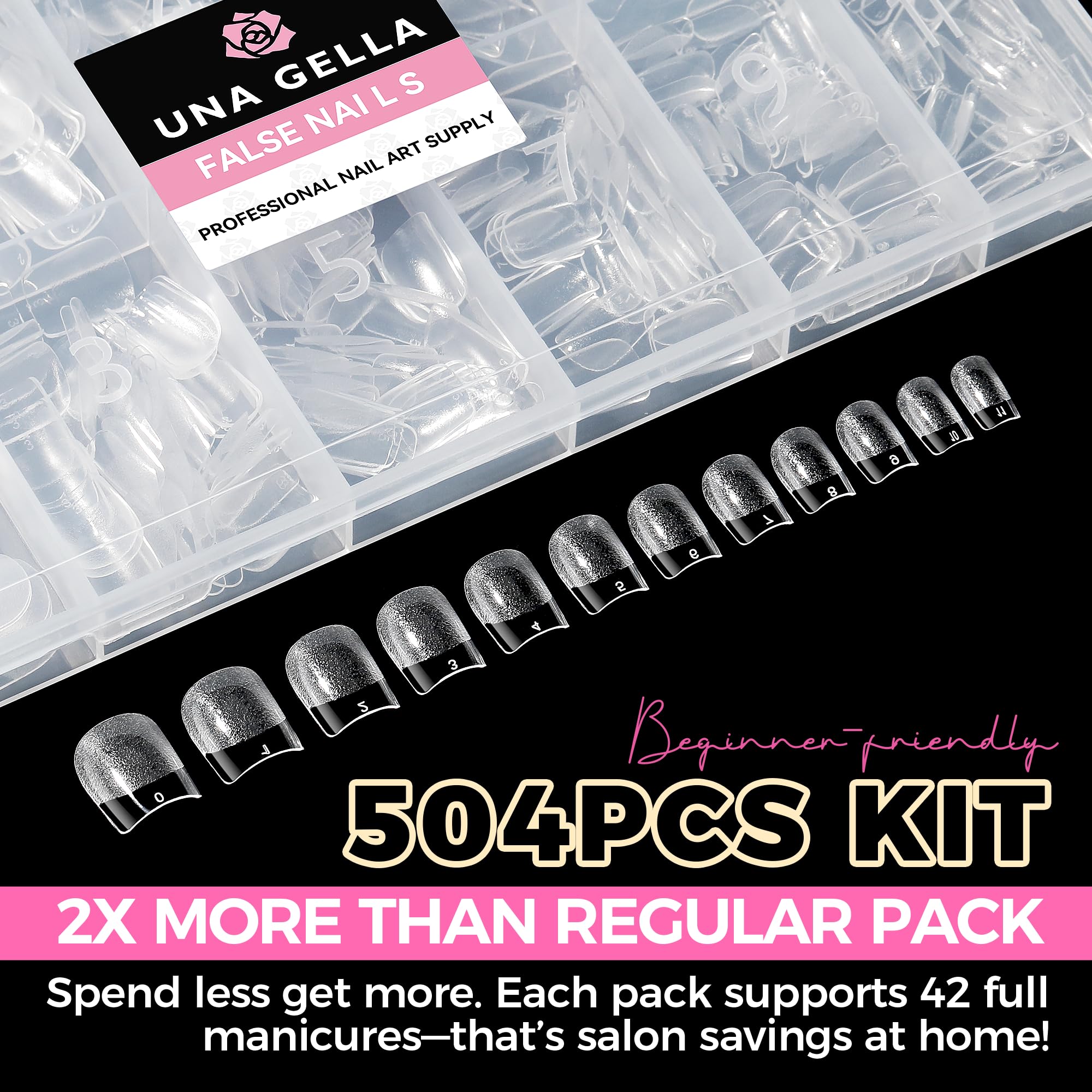 UNA GELLA Extra Short Nail Tips – tenue longue pouvant durer plus de 3 semaines.
