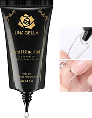 UNA GELLA Gel Nail Glue, bouteille de 40 g, adhérence fiable pour ongles artificiels.