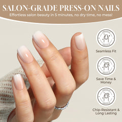 UNA GELLA ongles adhésifs ombre soft gel, finition gel brillant.