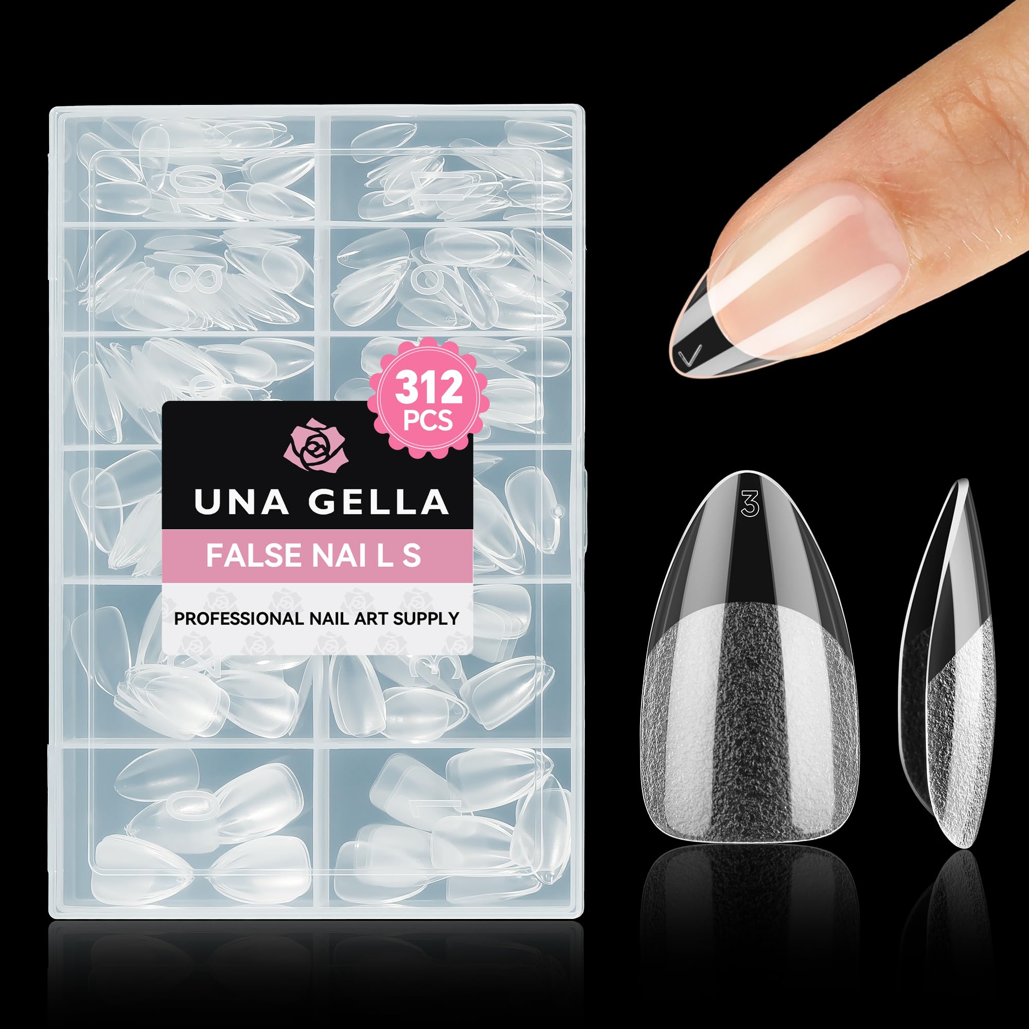 UNA GELLA embouts amande courte avec texture interne mate pour adhérence accrue.