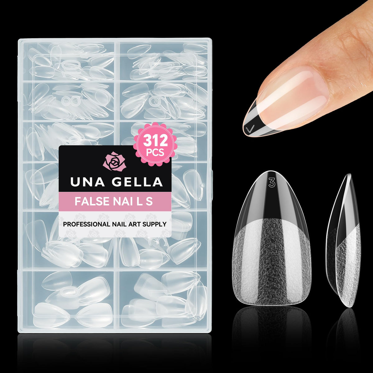 UNA GELLA embouts amande courte avec texture interne mate pour adhérence accrue.