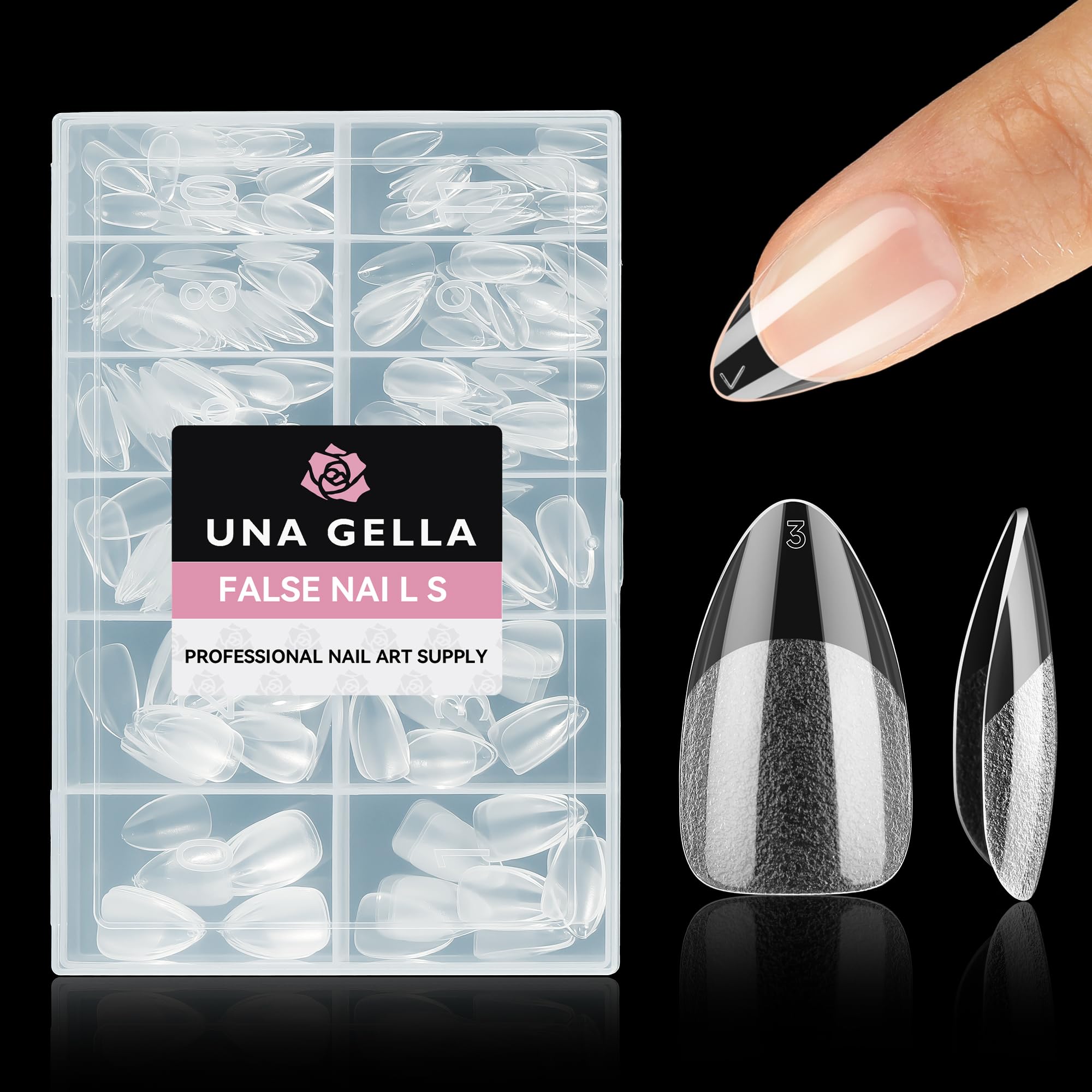 UNA GELLA embouts amande, parfaits pour tester styles et décoration sur ongles.