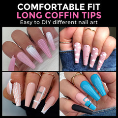 UNA GELLA ongles artificiels forme cercueil clair pour couverture nette.