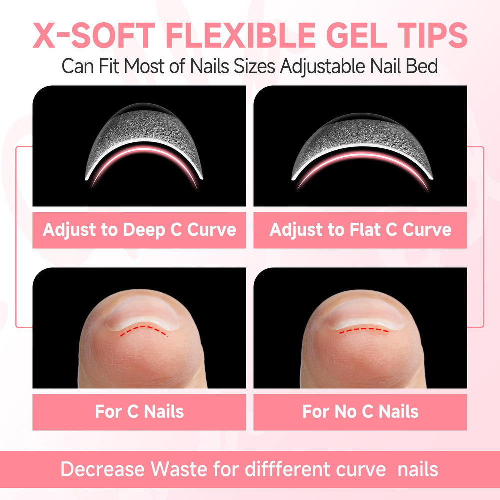 UNA GELLA embouts transparents carres X-Soft rendu naturel et facile a colorer