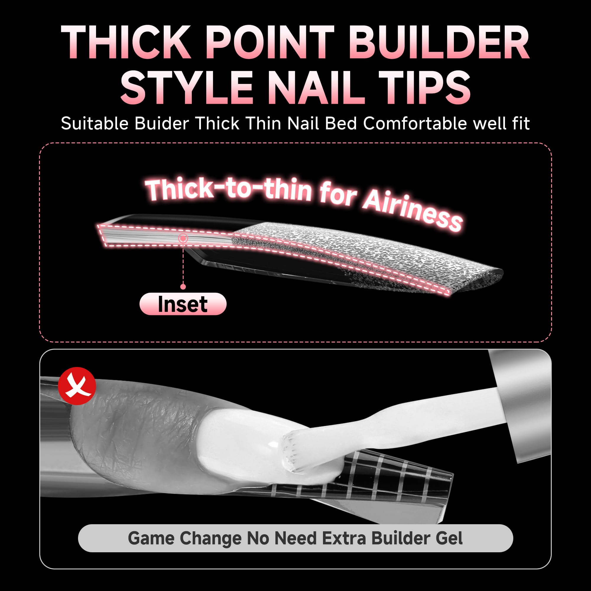 UNA GELLA tips carres X-Soft 330 pieces tailles variees