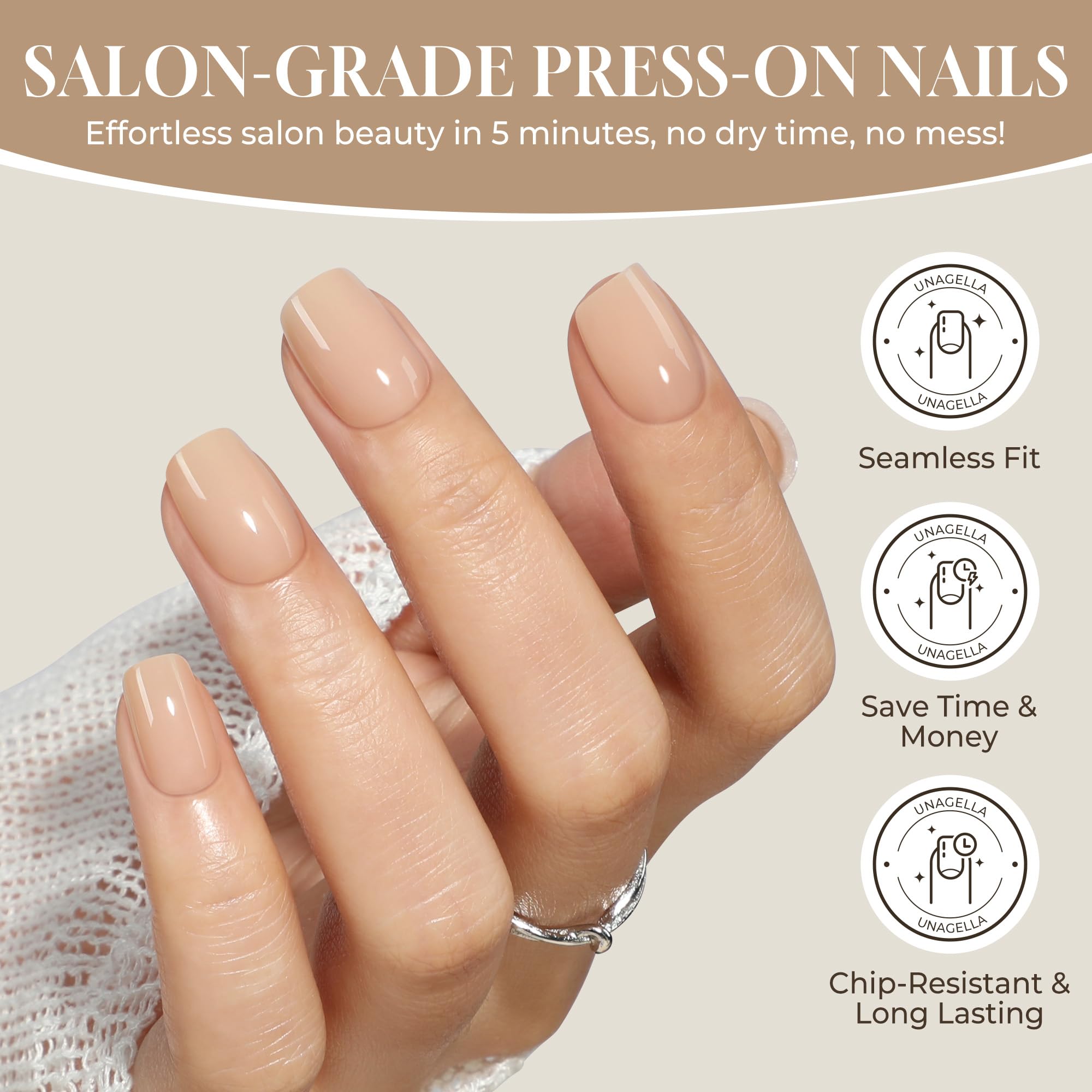 UNA GELLA ongles press-on nude soft gel, sensation naturelle et confort