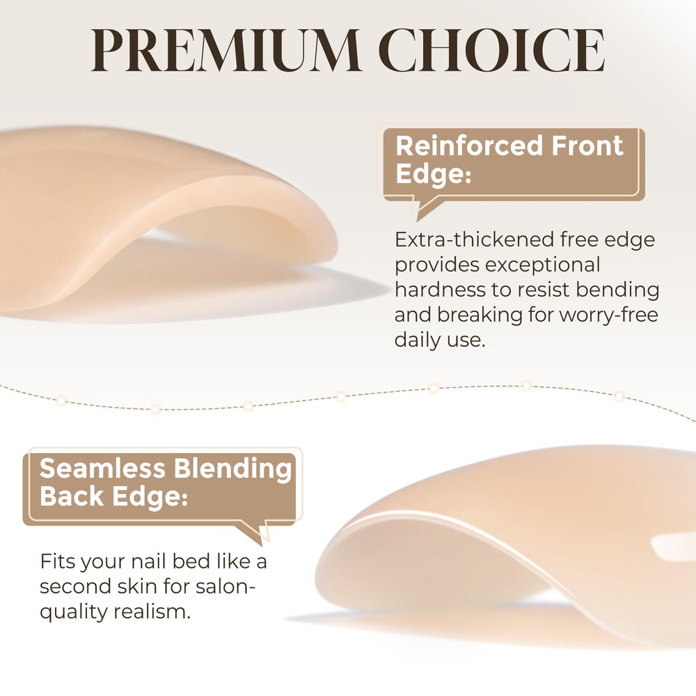 UNA GELLA ongles press-on nude soft gel, kit avec bandes adhésives incluses