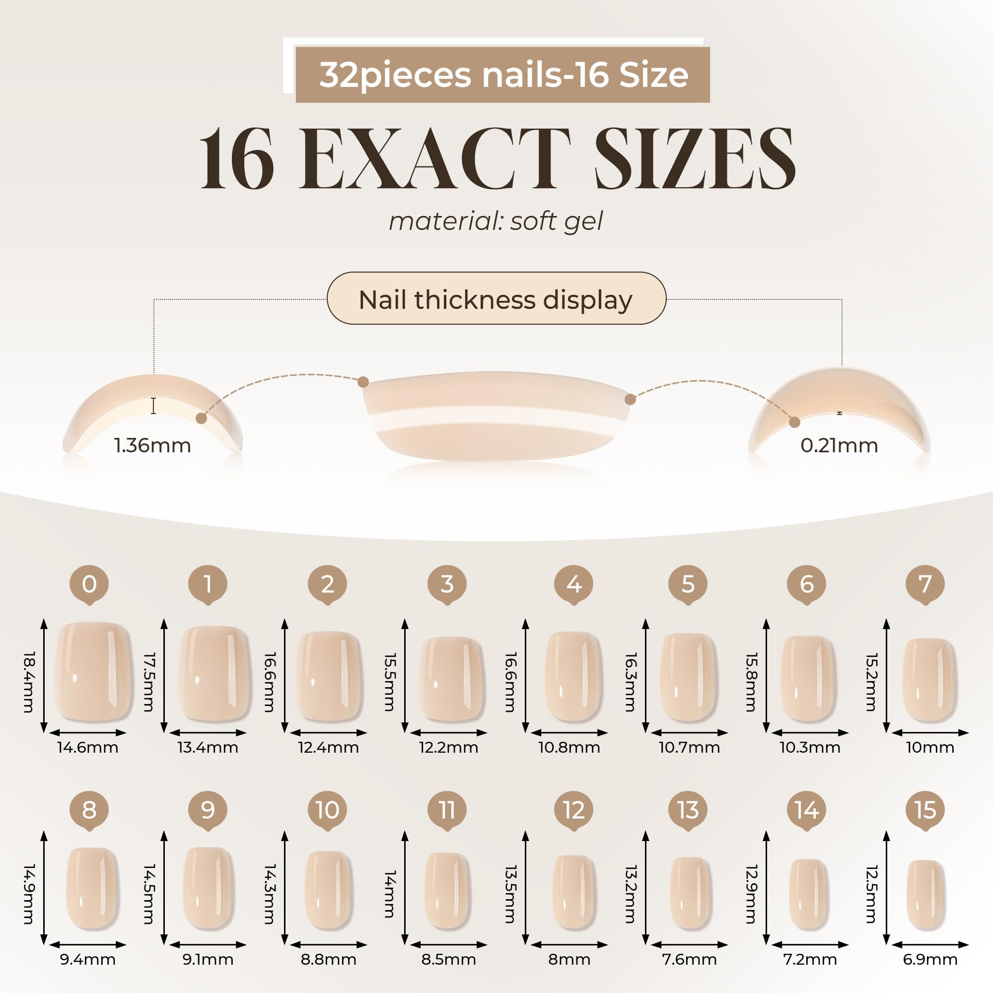 UNA GELLA ongles press-on nude soft gel, étui de rangement pratique