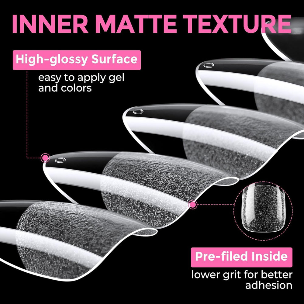 UNA GELLA pointes amande 216pcs compatibles avec vernis et poudre d’immersion, polyvalentes.