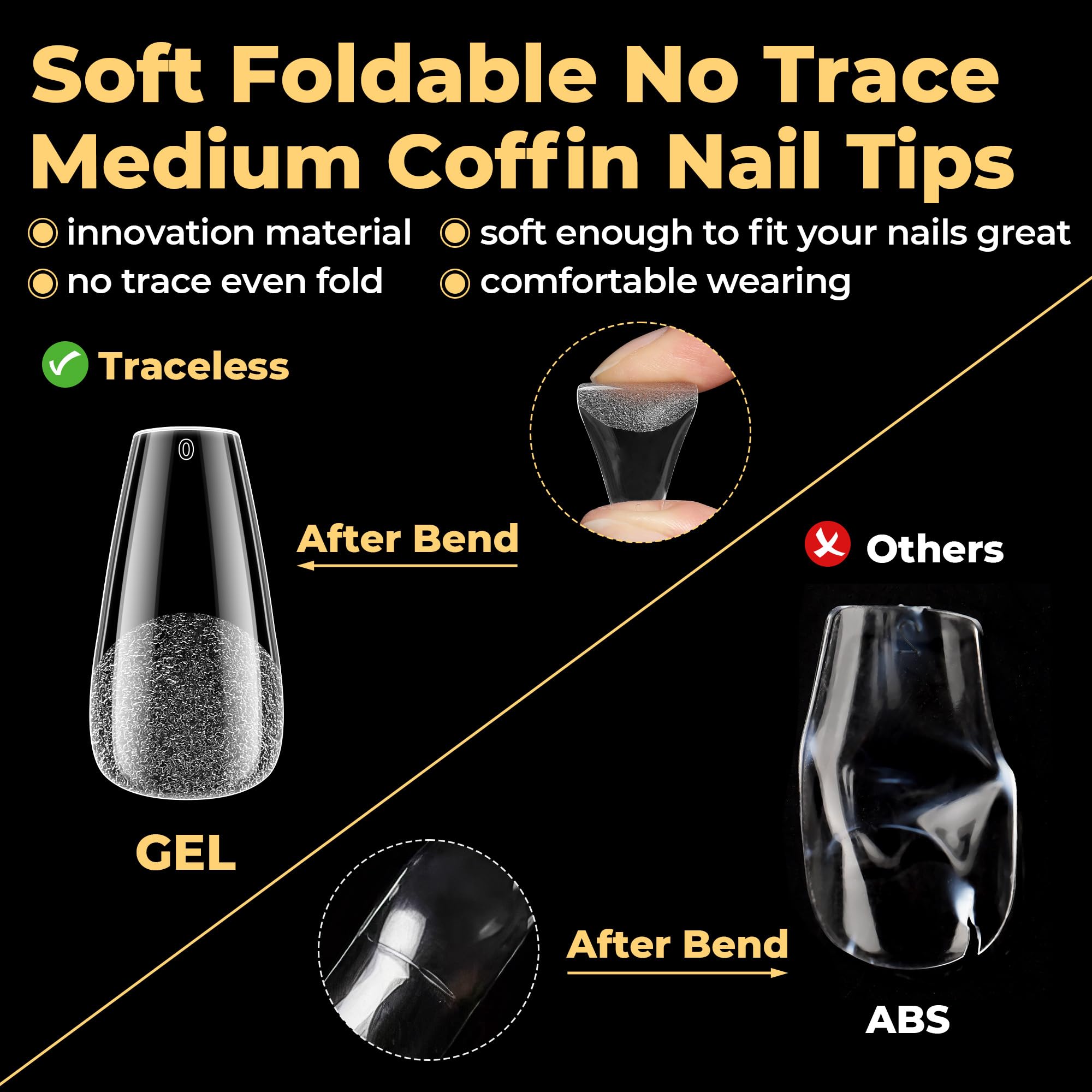 UNA GELLA prolongements ongles forme cercueil sans fissures