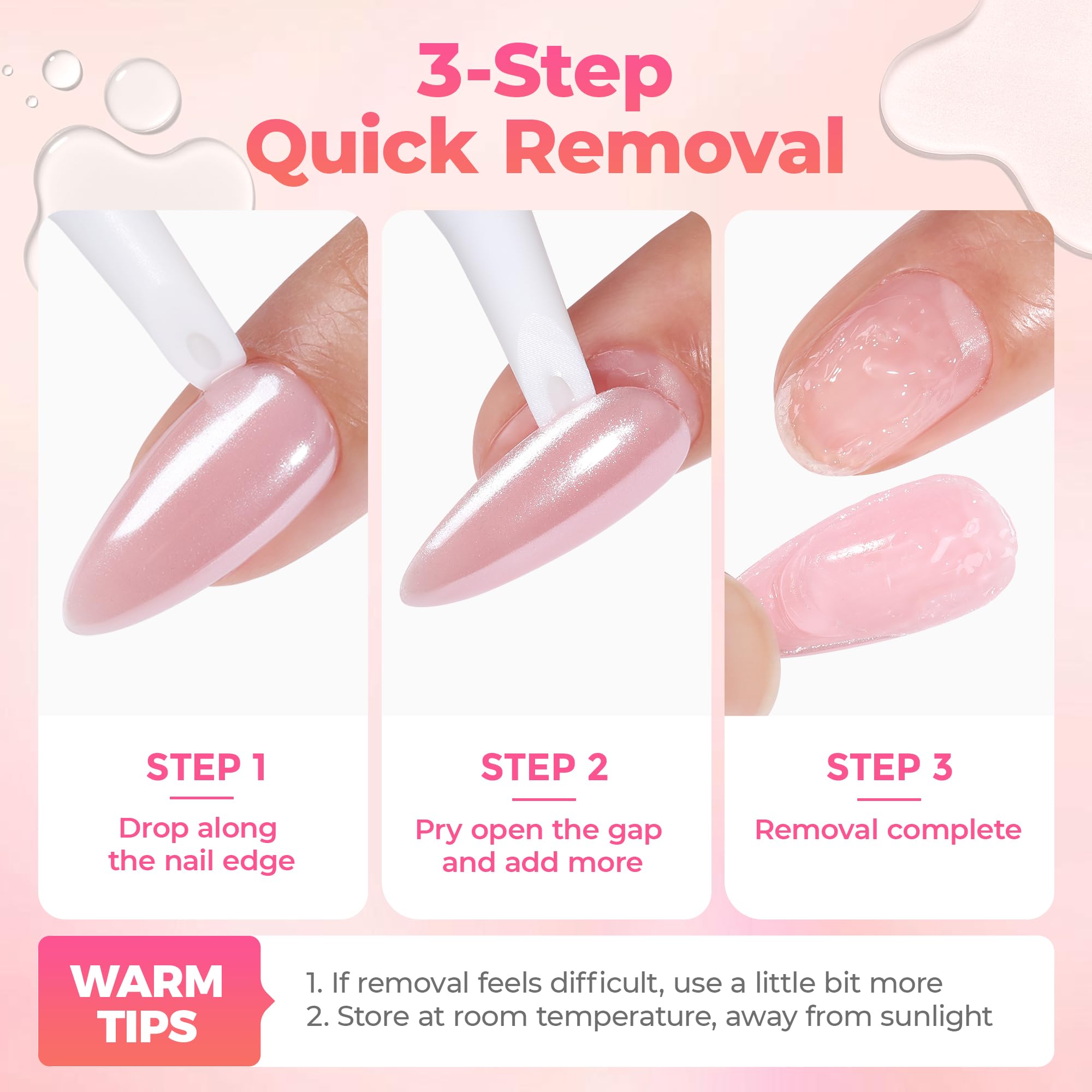 UNA GELLA quick removal for press-on nails offers gentle removable results