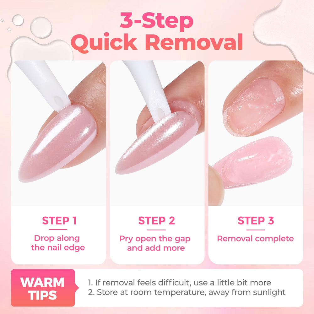 UNA GELLA quick removal for press-on nails offers gentle removable results
