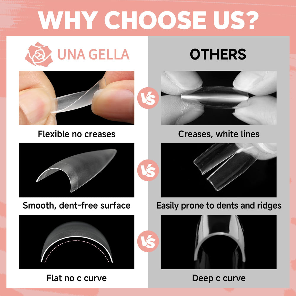 UNA GELLA salon et maison, ongles stiletto faciles à réaliser.