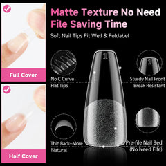 UNA GELLA coffin tips pro: compatible vernis, poudre et acrylique.