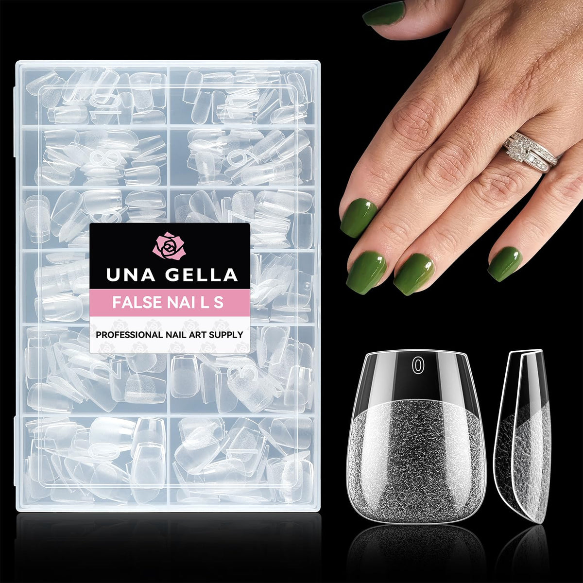 UNA GELLA embout gel en forme cercueil extra court prêt à poser et naturel