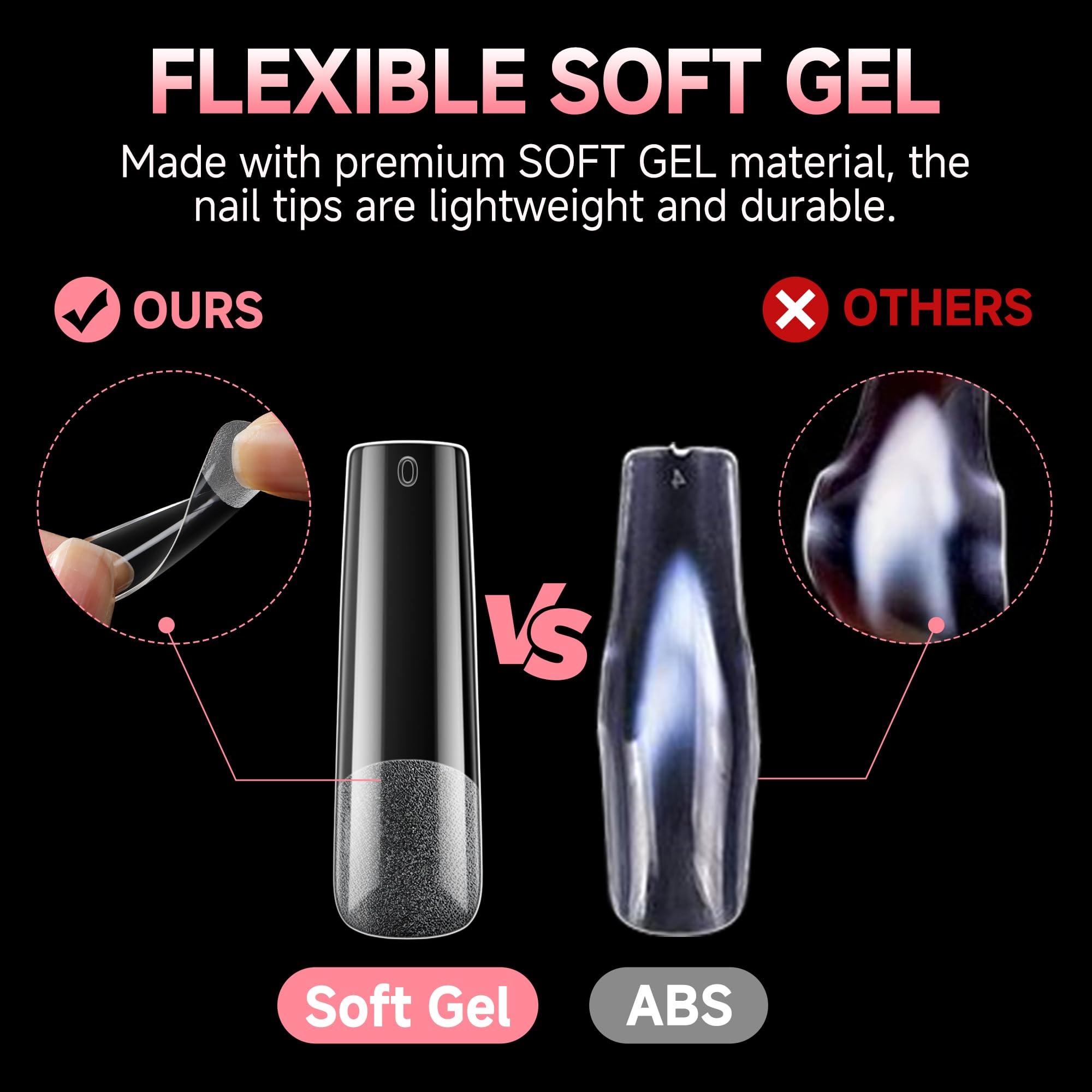 UNA GELLA tips 12 tailles, ajustement universel pour la plupart des ongles