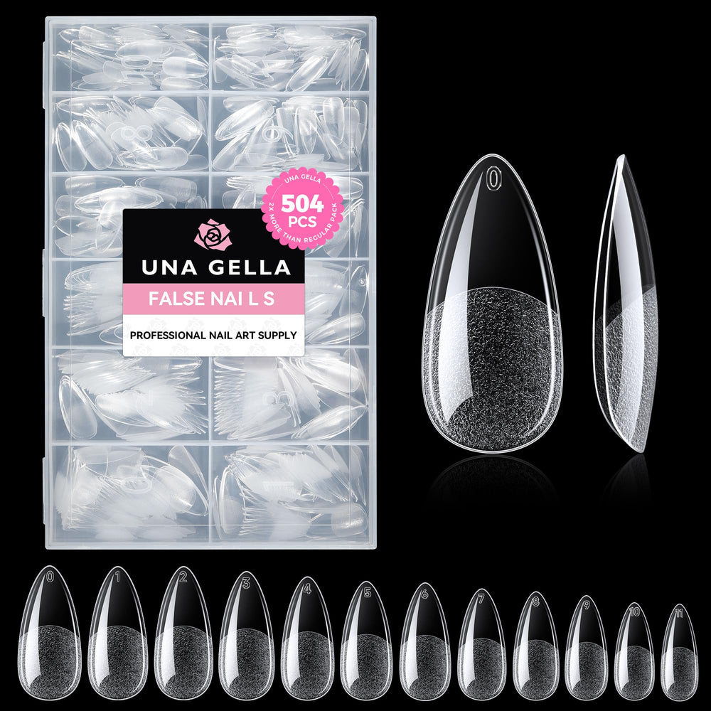 UNA GELLA extensions d’ongles amande claires pré-formées pour une couverture naturelle.