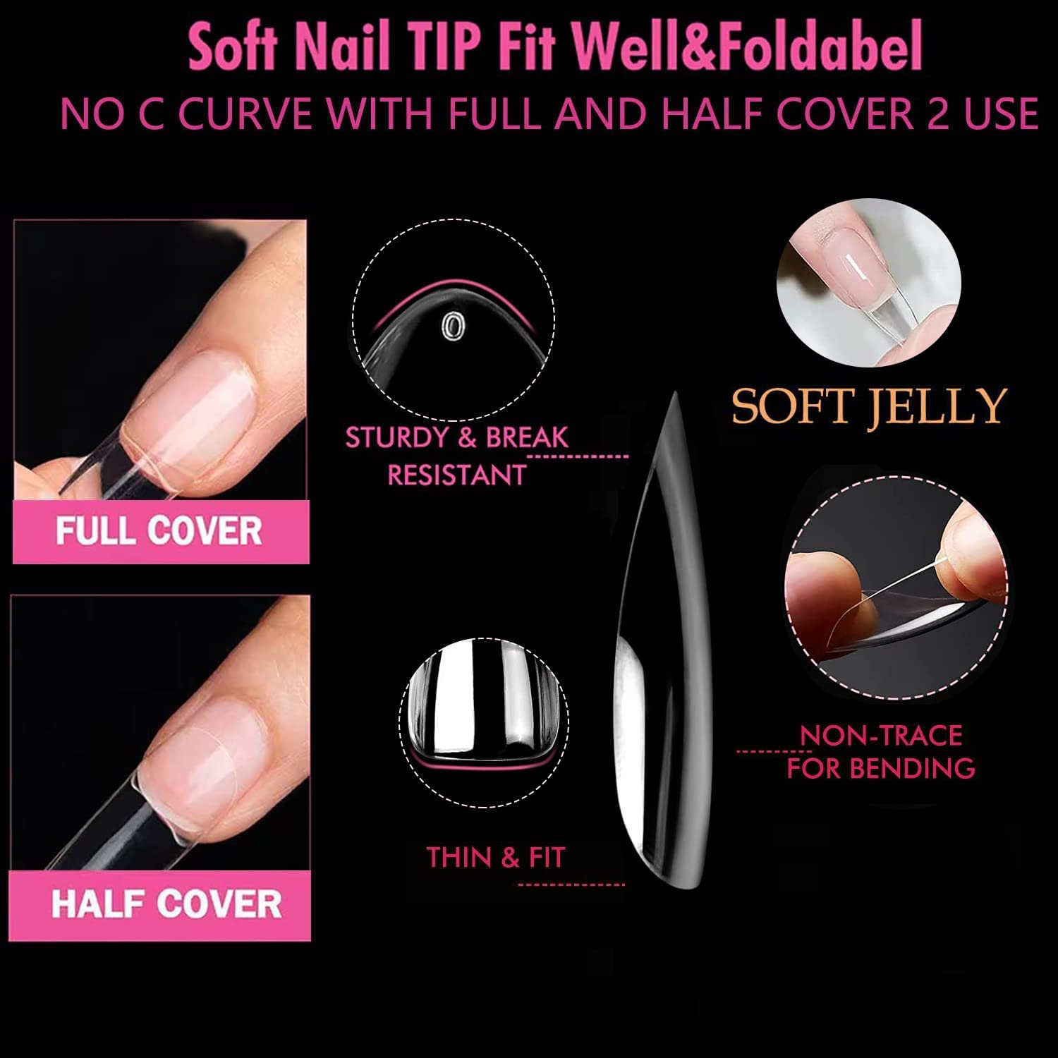 UNA GELLA tip amande sans trace, pose précise et nette.