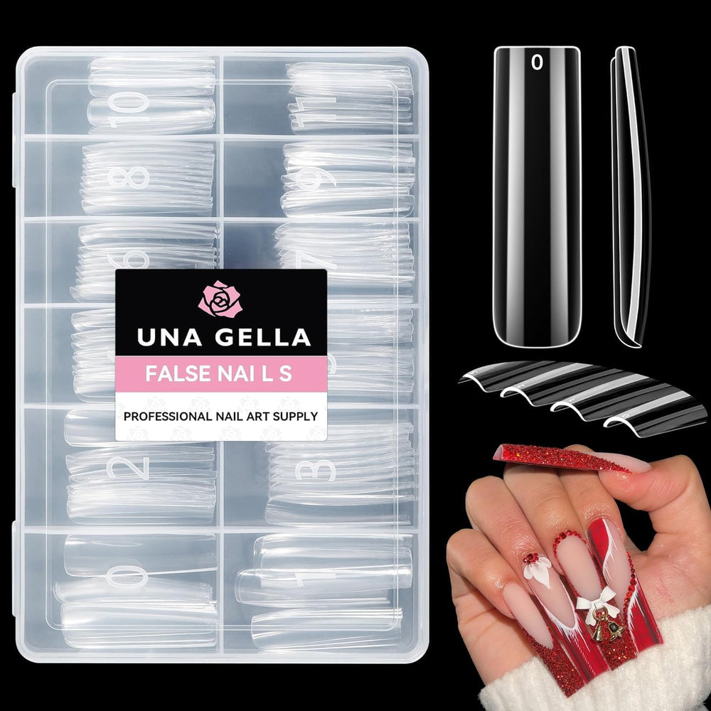 UNA GELLA tips carre extra long, présentation en boite pour extensions d ongles
