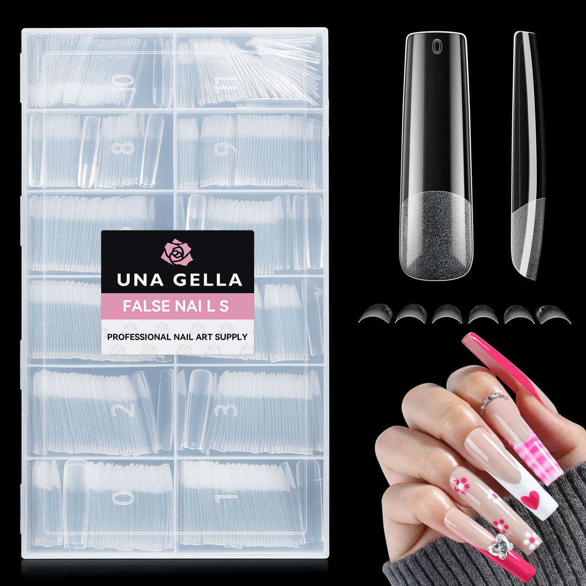 UNA GELLA tips carre XXL clair, pose facile et durable