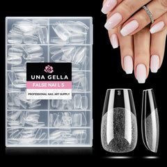 UNA GELLA tips coffin court transparents pour une extension naturelle et rapide.