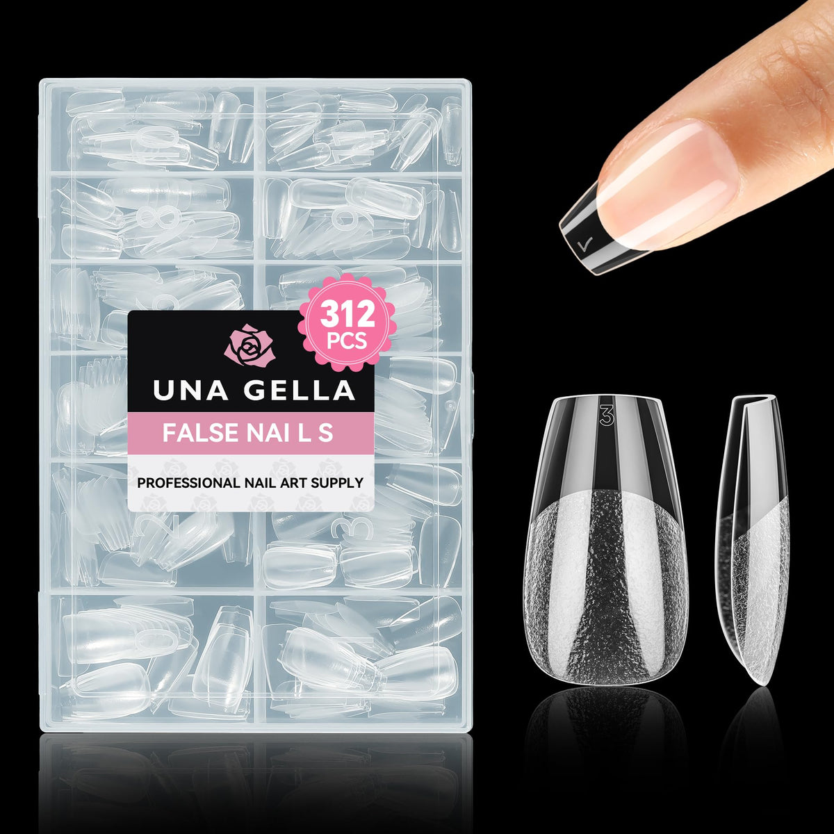 UNA GELLA pointes coffins court, adhésion renforcée pour une pose durable.