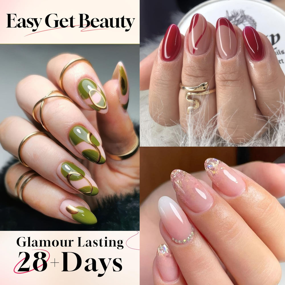 UNA GELLA: tips gel amande court demi-couverture, finition professionnelle sans bavure.