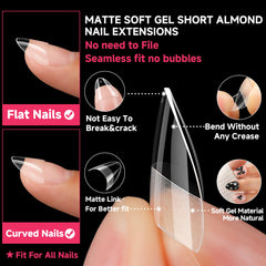 UNA GELLA: demi-couverture amande court tips, idéal pour débutants en nail art.