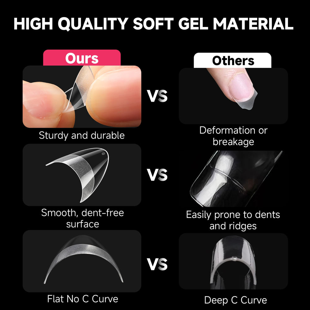 UNA GELLA: tips en gel amande court demi-couverture, kit pratique pour salon à domicile.