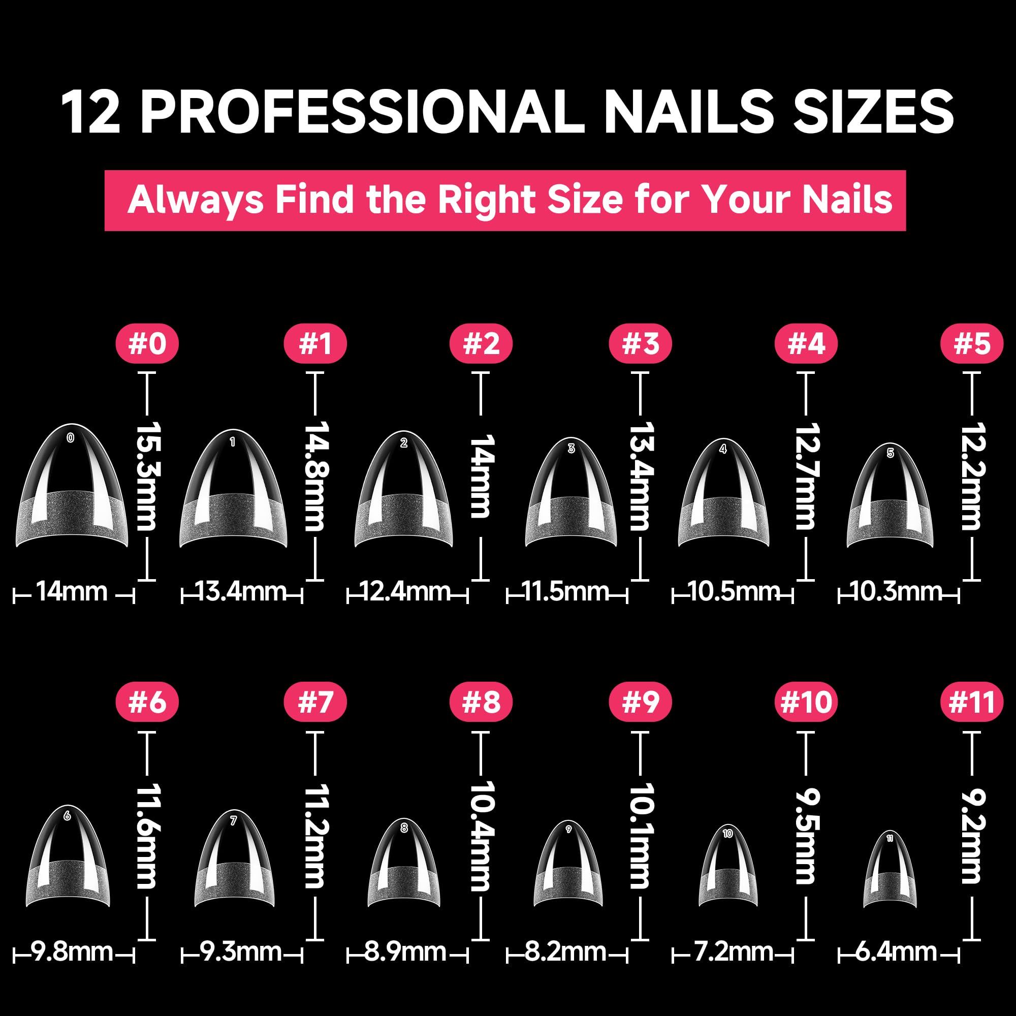 UNA GELLA: tips en gel amande court demi-couverture, compatible avec diverses techniques artistiques.