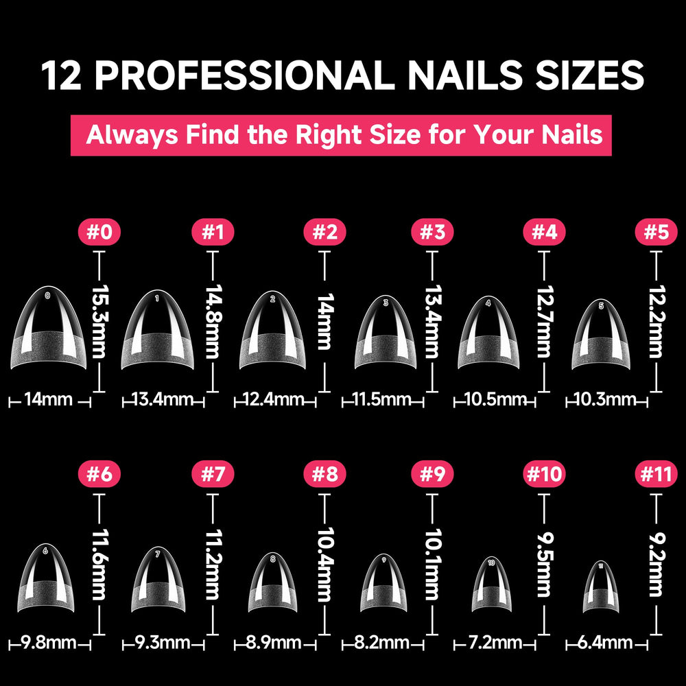 UNA GELLA: tips en gel amande court demi-couverture, compatible avec diverses techniques artistiques.