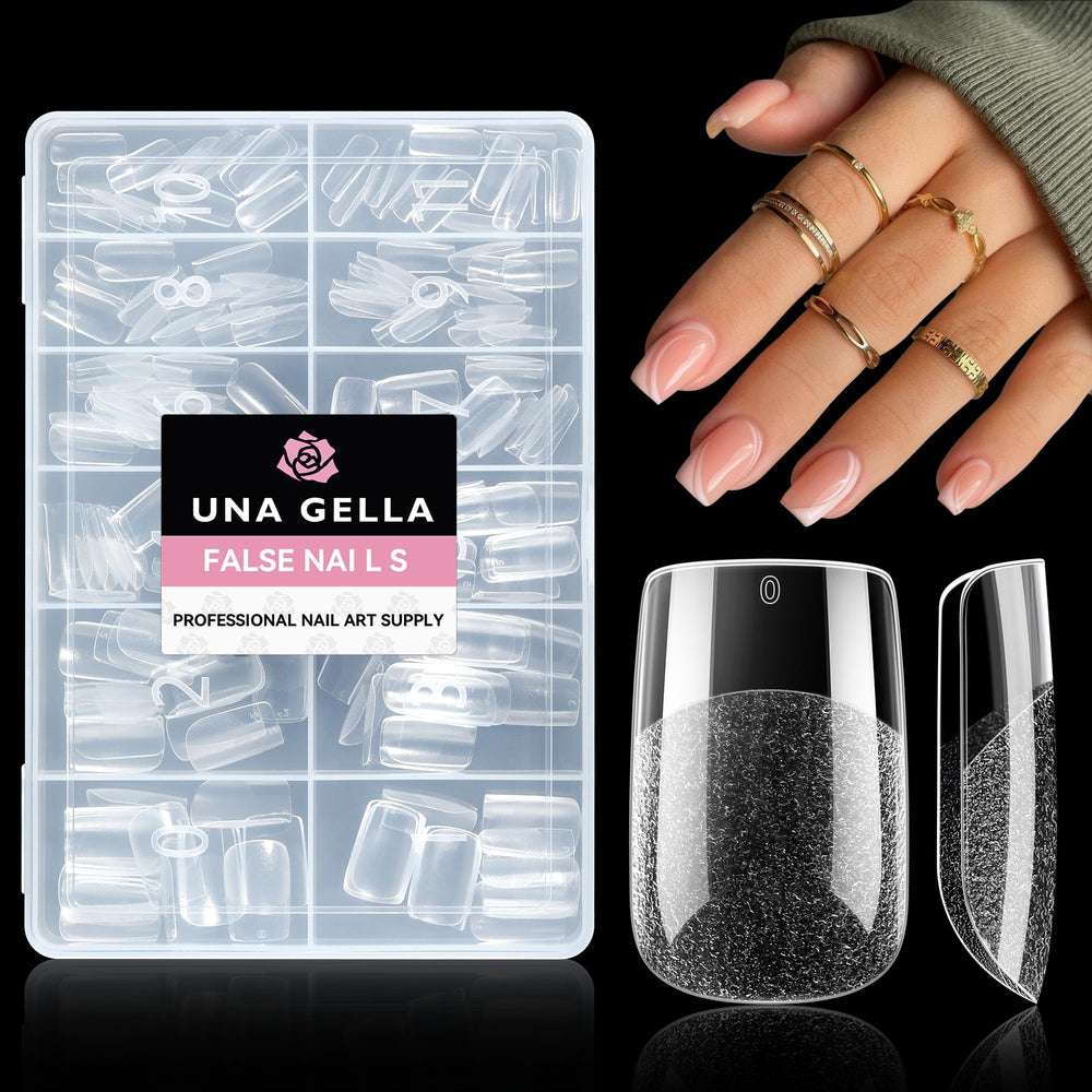 UNA GELLA: tips gel ongulaire carrés courts, ensemble 216 pièces pour extensions faciles