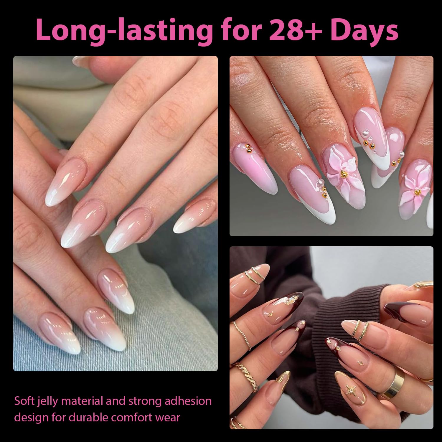 UNA GELLA extensions d’ongles amande claires, rendu élégant et précis.